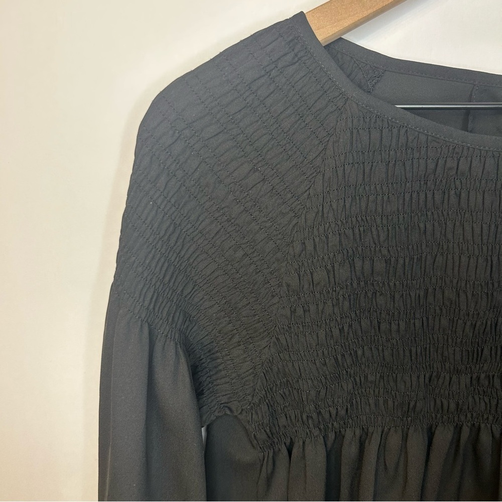 Staring At Stars from Urban Outfitters Black Smocked Babydoll Top, Size Large - Picture 5 of 12
